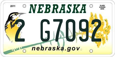 NE license plate 2G7092