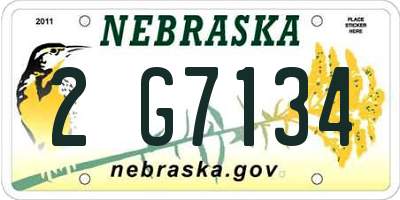 NE license plate 2G7134