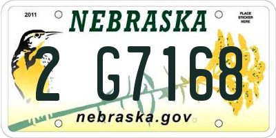 NE license plate 2G7168
