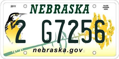 NE license plate 2G7256