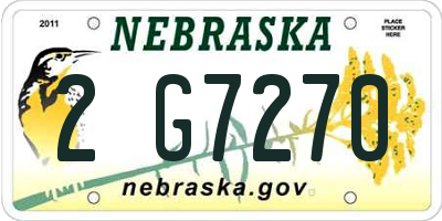 NE license plate 2G7270