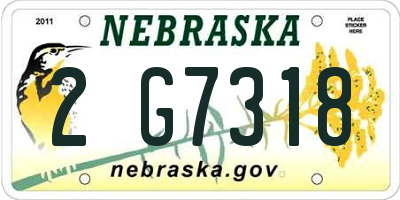 NE license plate 2G7318