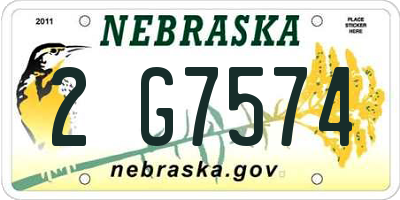 NE license plate 2G7574