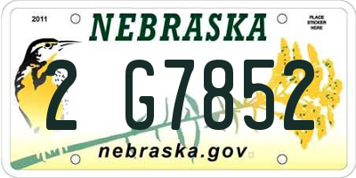 NE license plate 2G7852