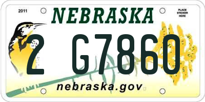 NE license plate 2G7860