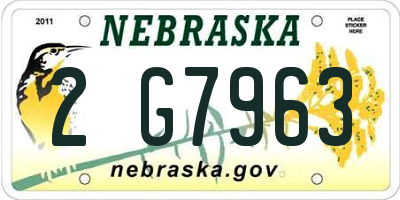 NE license plate 2G7963