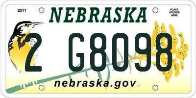 NE license plate 2G8098
