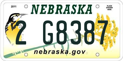 NE license plate 2G8387