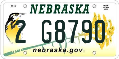 NE license plate 2G8790