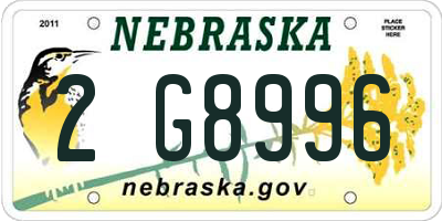 NE license plate 2G8996