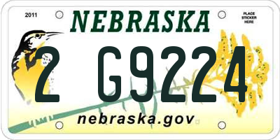 NE license plate 2G9224