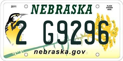 NE license plate 2G9296