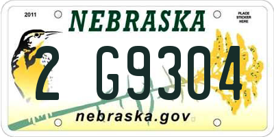 NE license plate 2G9304