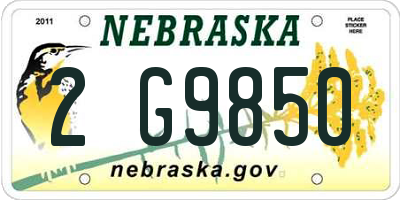 NE license plate 2G9850