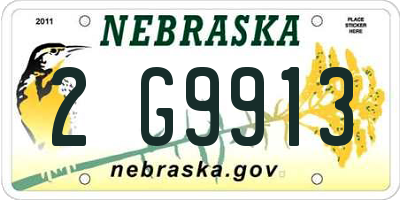 NE license plate 2G9913