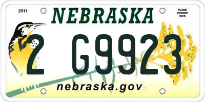 NE license plate 2G9923