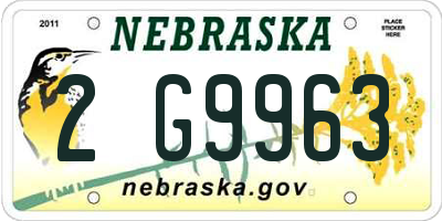 NE license plate 2G9963