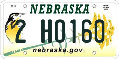 NE license plate 2H0160