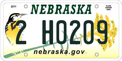 NE license plate 2H0209