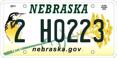 NE license plate 2H0223