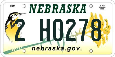 NE license plate 2H0278
