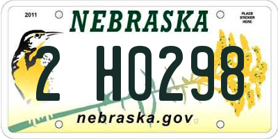 NE license plate 2H0298