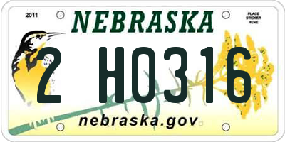 NE license plate 2H0316