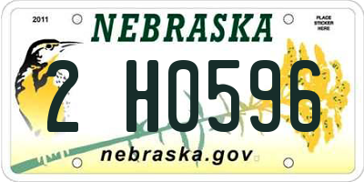 NE license plate 2H0596