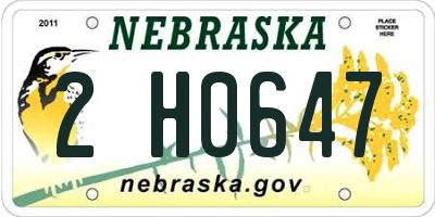 NE license plate 2H0647