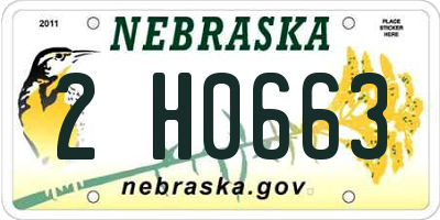 NE license plate 2H0663