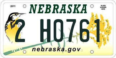NE license plate 2H0761