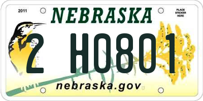 NE license plate 2H0801