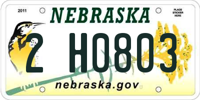 NE license plate 2H0803