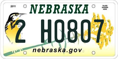 NE license plate 2H0807