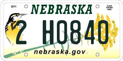 NE license plate 2H0840