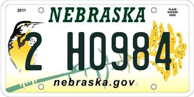 NE license plate 2H0984