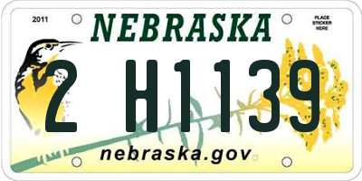 NE license plate 2H1139
