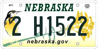 NE license plate 2H1522