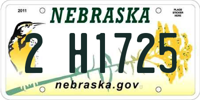 NE license plate 2H1725