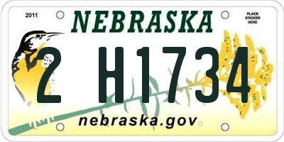 NE license plate 2H1734