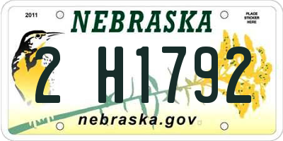 NE license plate 2H1792
