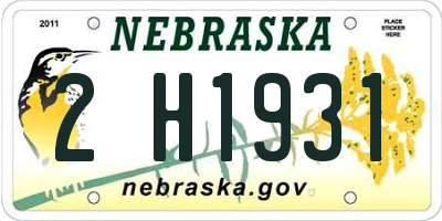NE license plate 2H1931