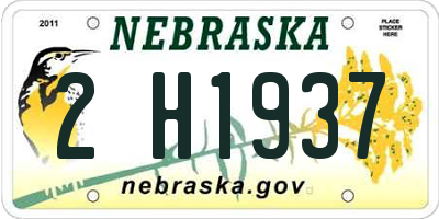 NE license plate 2H1937
