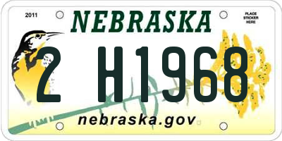 NE license plate 2H1968