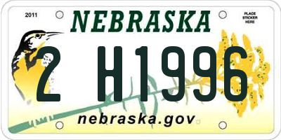 NE license plate 2H1996