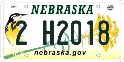NE license plate 2H2018