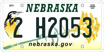 NE license plate 2H2053