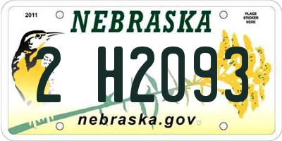 NE license plate 2H2093