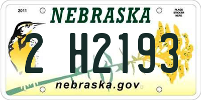 NE license plate 2H2193