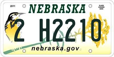 NE license plate 2H2210